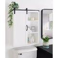 22" x 28" Skylan Decorative Farmhouse Wall Cabinet White - Kate & Laurel All Things Decor: Metal Rolling Door, No Assembly Required