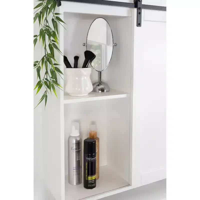 22" x 28" Skylan Decorative Farmhouse Wall Cabinet White - Kate & Laurel All Things Decor: Metal Rolling Door, No Assembly Required