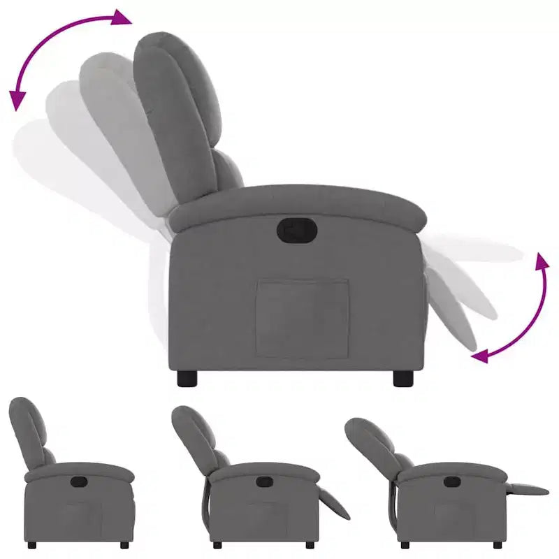 vidaXL Recliner Chair Adjustable Wingback Armchair for Home Theater Fabric - Dark Gray Manual Push Back No Massage