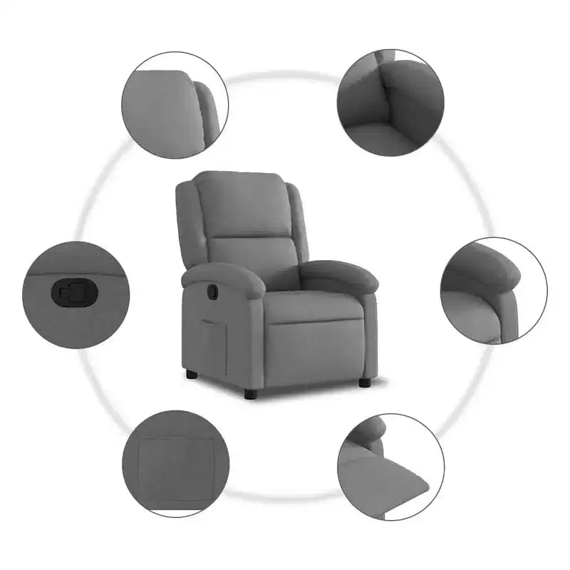 vidaXL Recliner Chair Adjustable Wingback Armchair for Home Theater Fabric - Dark Gray Manual Push Back No Massage