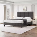 Full Upholstered Platform Bed with Adjustable Headboard. Heavy-Duty Wood Slat Support, Noise-Free, No Box Spring Needed & Easy Assembly.