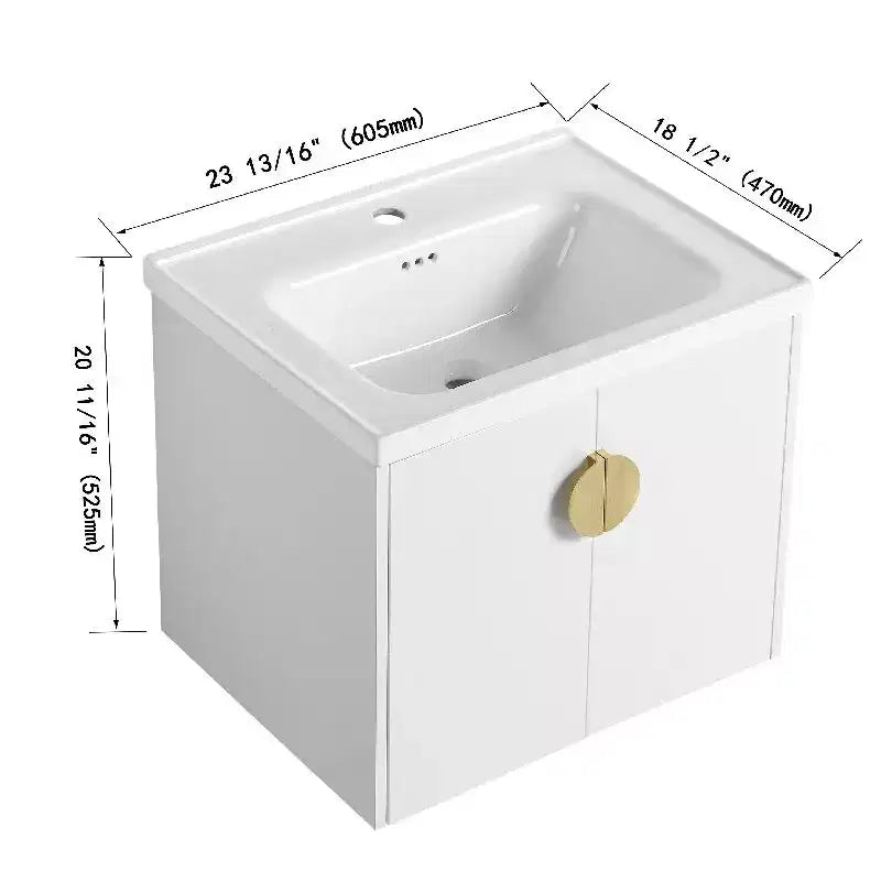 Wall-Mounted Bathroom Vanity With Sink, Storage Drawers, Plywood Floating Vanity, Wall Mount Bathroom Cabinet Gloss White