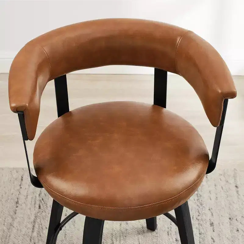 Art Leon Set of 2 Upholstered Swivel Barstools wirh Counter Height