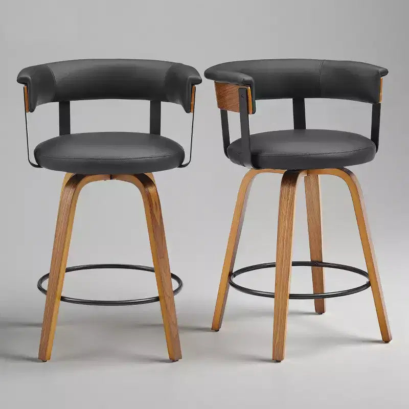 Art Leon Set of 2 Upholstered Swivel Barstools wirh Counter Height
