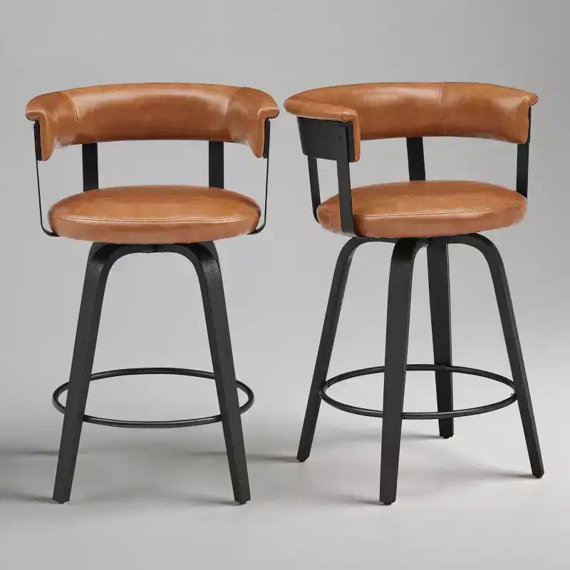 Art Leon Set of 2 Upholstered Swivel Barstools wirh Counter Height