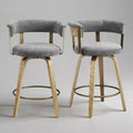Art Leon Set of 2 Upholstered Swivel Barstools wirh Counter Height