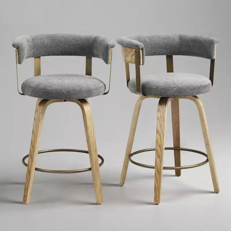 Art Leon Set of 2 Upholstered Swivel Barstools wirh Counter Height