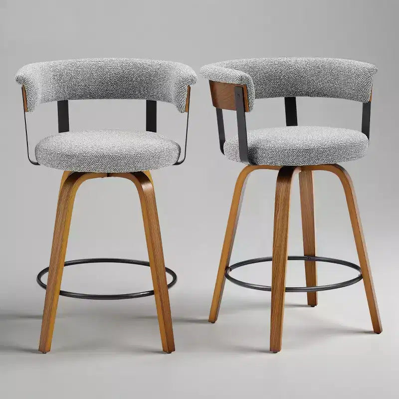 Art Leon Set of 2 Upholstered Swivel Barstools wirh Counter Height