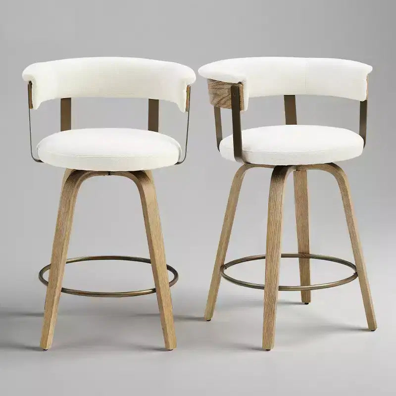 Art Leon Set of 2 Upholstered Swivel Barstools wirh Counter Height