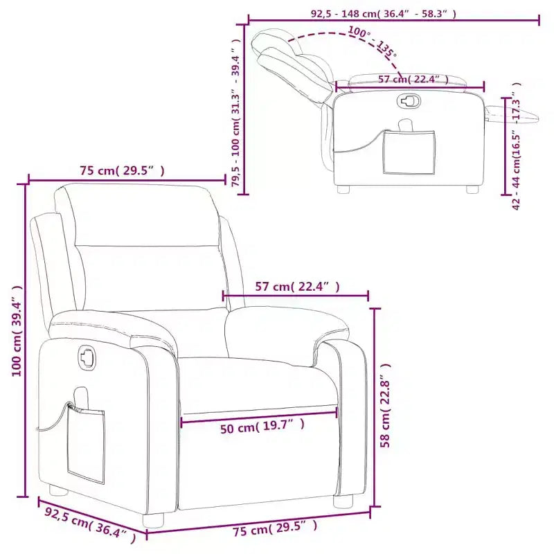 vidaXL Electric Massage Recliner Chair Velvet Standard