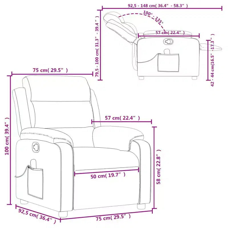 vidaXL Electric Massage Recliner Chair Velvet Standard