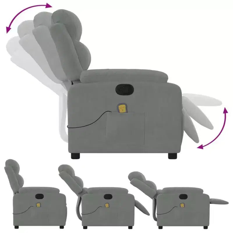 vidaXL Electric Massage Recliner Chair Velvet Standard