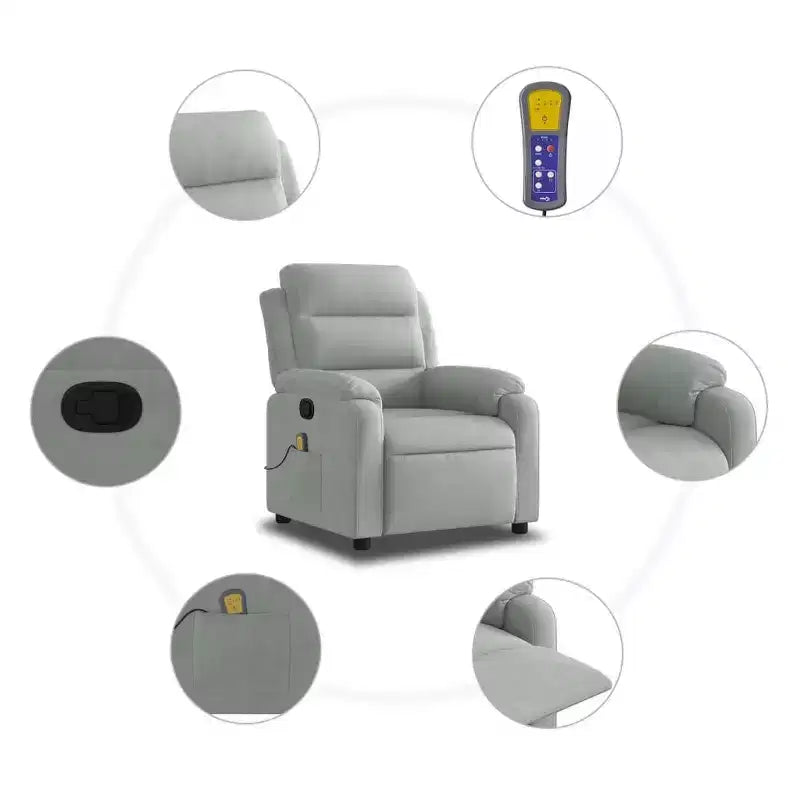 vidaXL Electric Massage Recliner Chair Velvet Standard