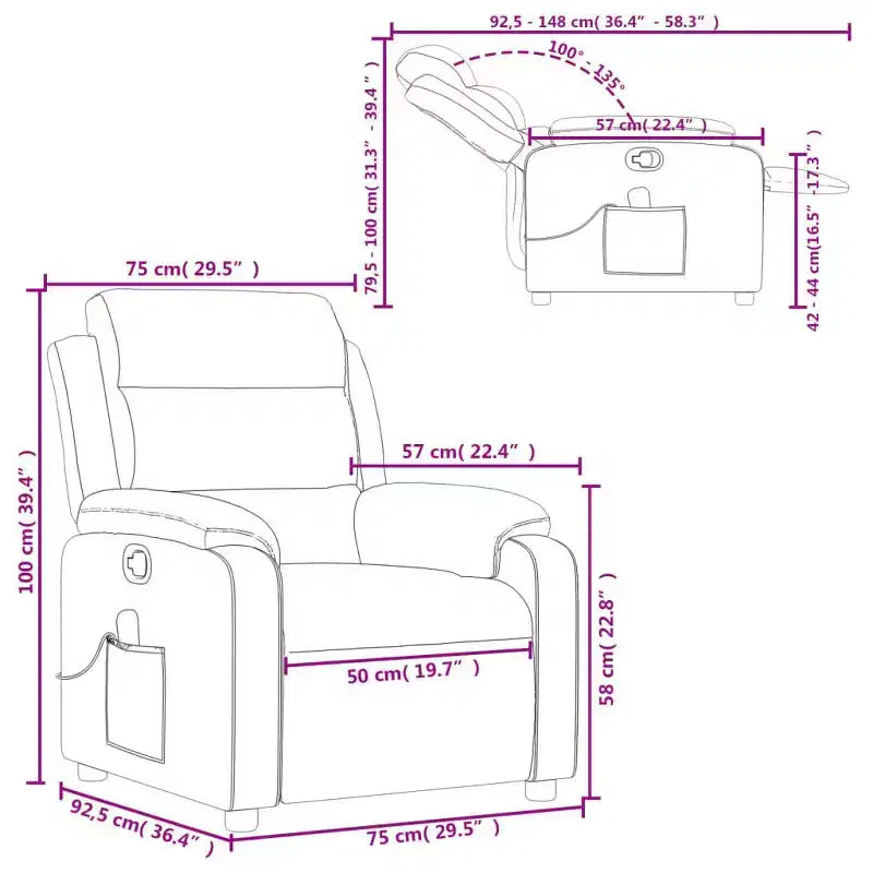 vidaXL Electric Massage Recliner Chair Velvet Standard