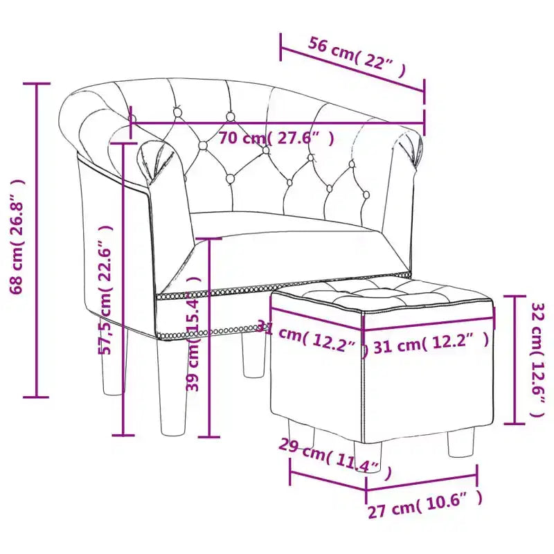 vidaXL Tub Chair Gold Faux Leather