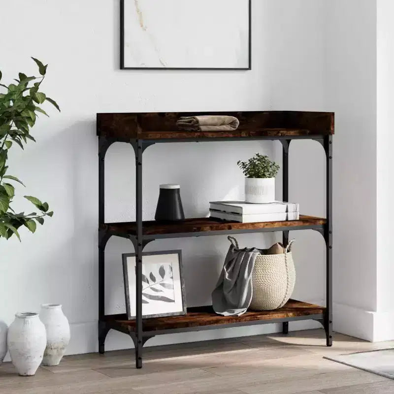 vidaXL Console Table Black Engineered wood Medium Adjustable Feet