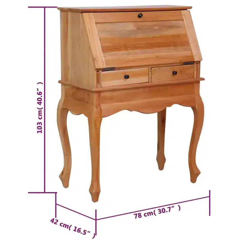 vidaXL Secretary Desk Office Writing Table with Drawers Solid Wood Mahogany
