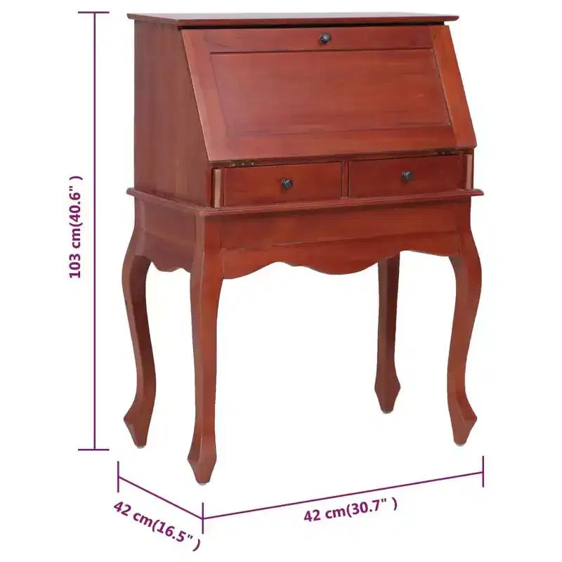 vidaXL Secretary Desk Office Writing Table with Drawers Solid Wood Mahogany
