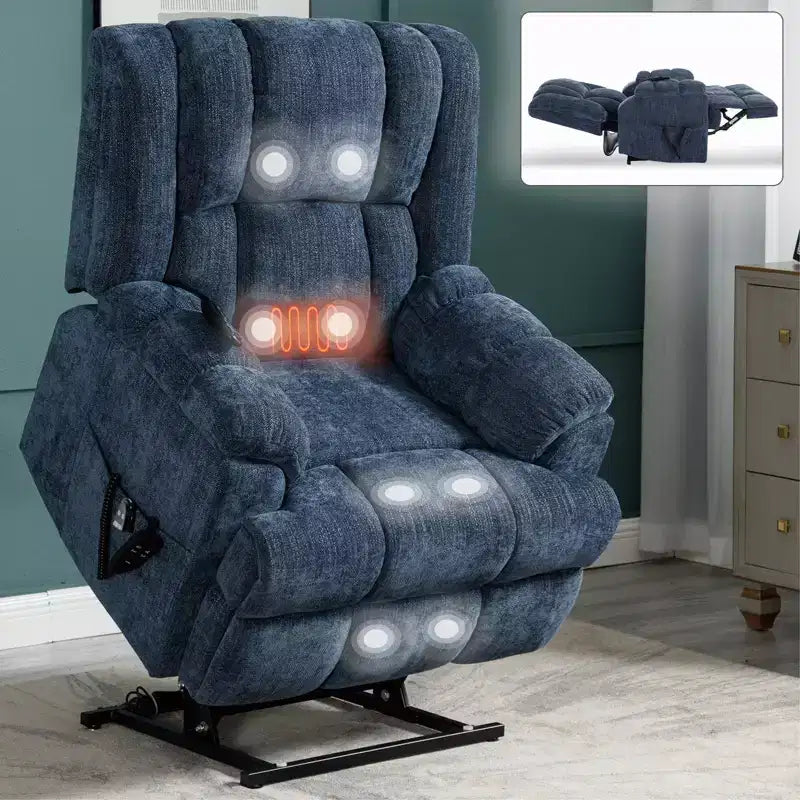 Dual Motor Heat Massage Recliners Infinite Position Up to 350 LBS Electric Power Lift Recliners