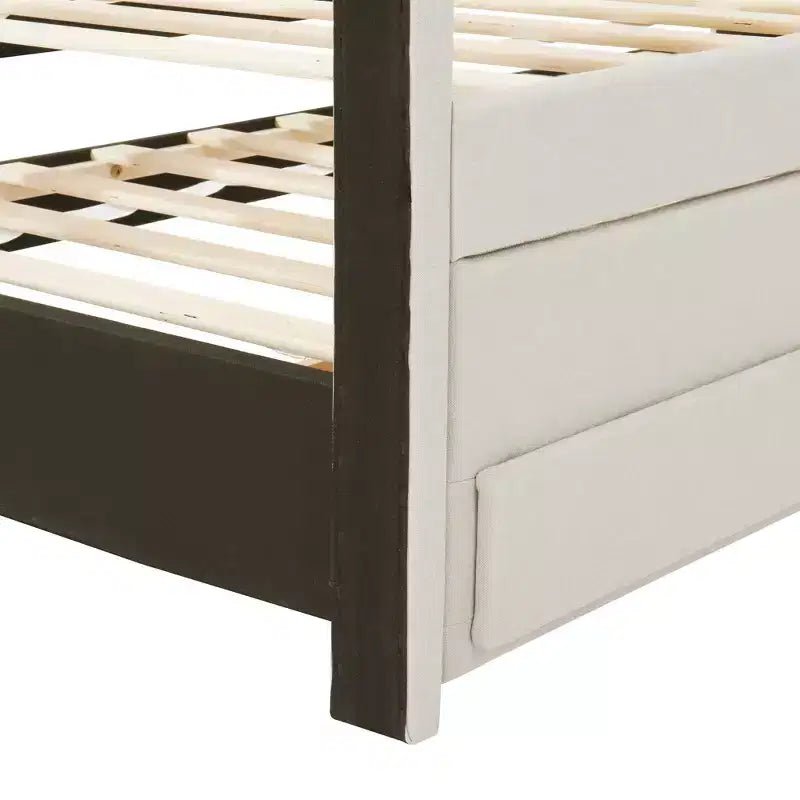 GDF Studio Middleton Upholstered Platform Bed with Twin Size Trundle and 3 Drawers, Linen Fabric