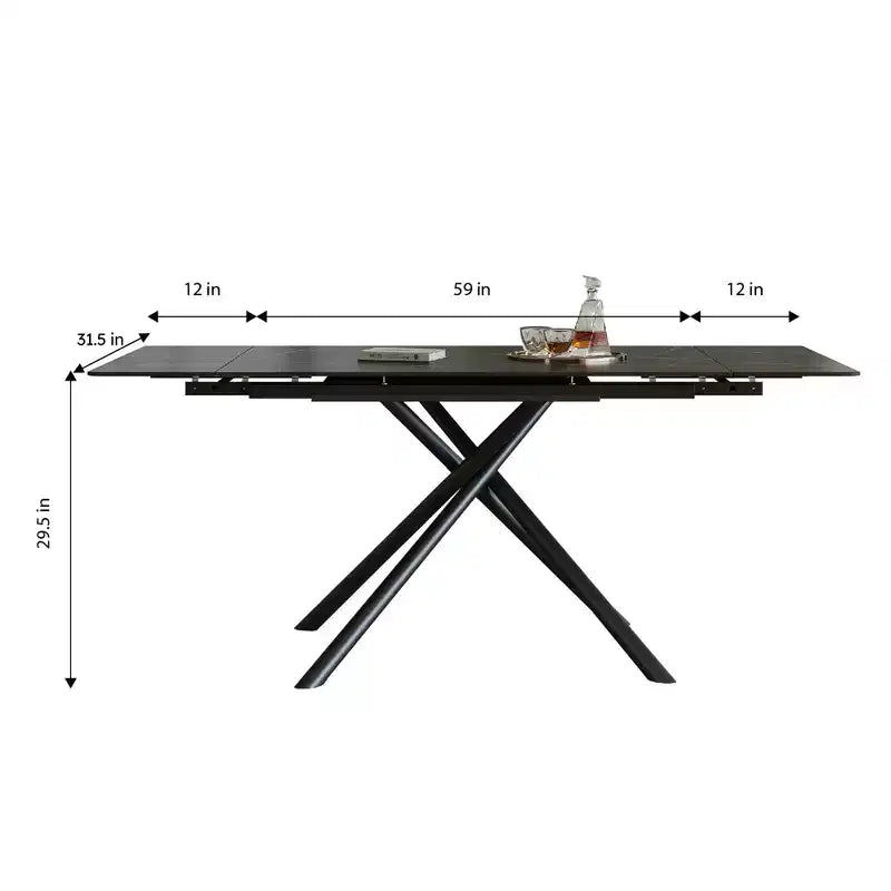 GDFStudio Firae Modern Retractable Sintered Stone Dining Table