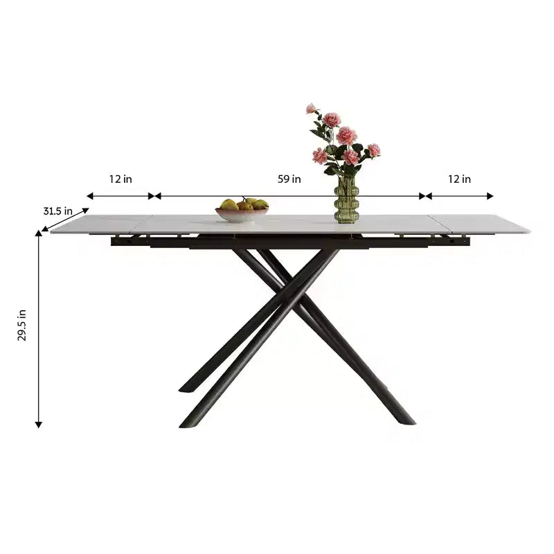 GDFStudio Firae Modern Retractable Sintered Stone Dining Table