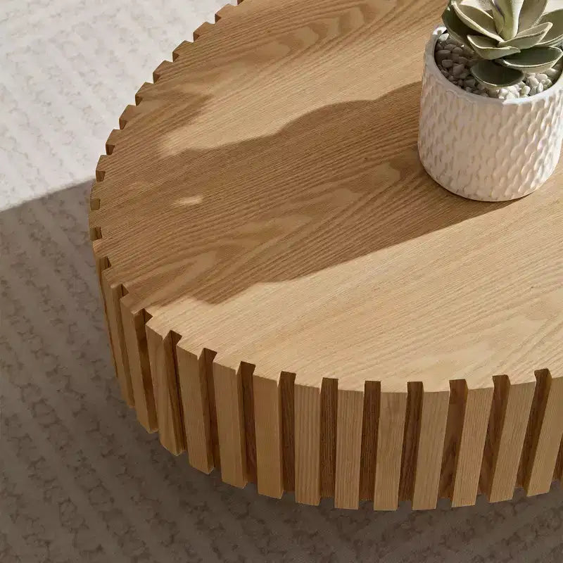 GDFStudio Gali Modern Handcraft Drum Coffee Table