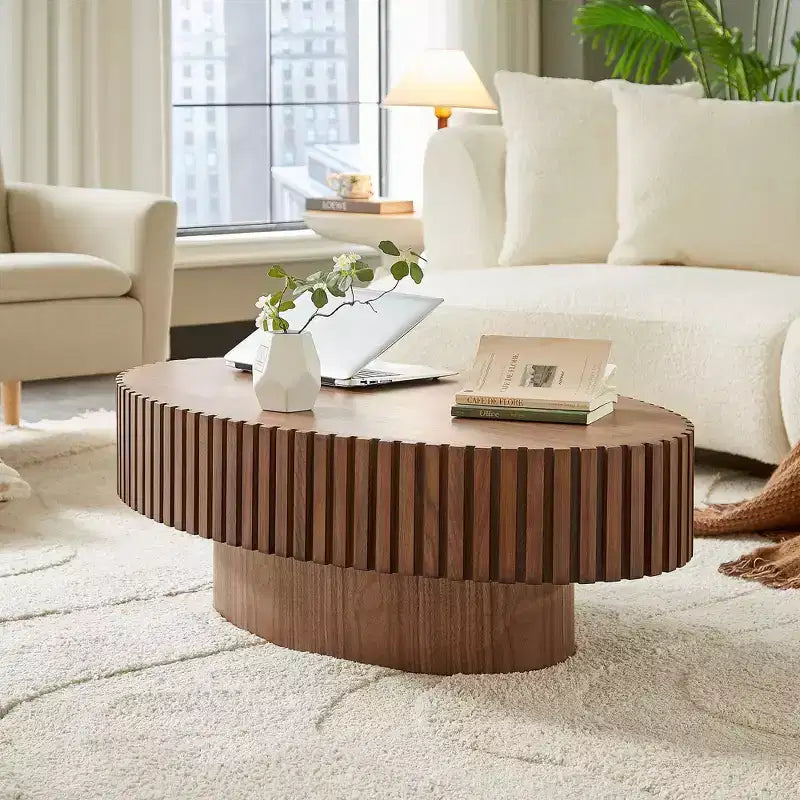 GDFStudio Gali Modern Handcraft Drum Coffee Table