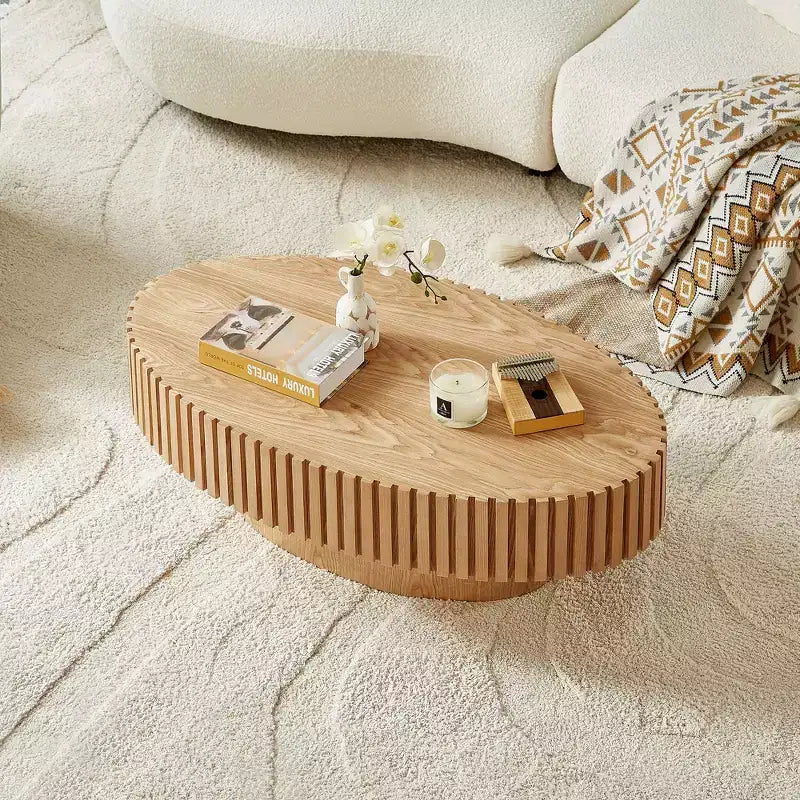 GDFStudio Gali Modern Handcraft Drum Coffee Table