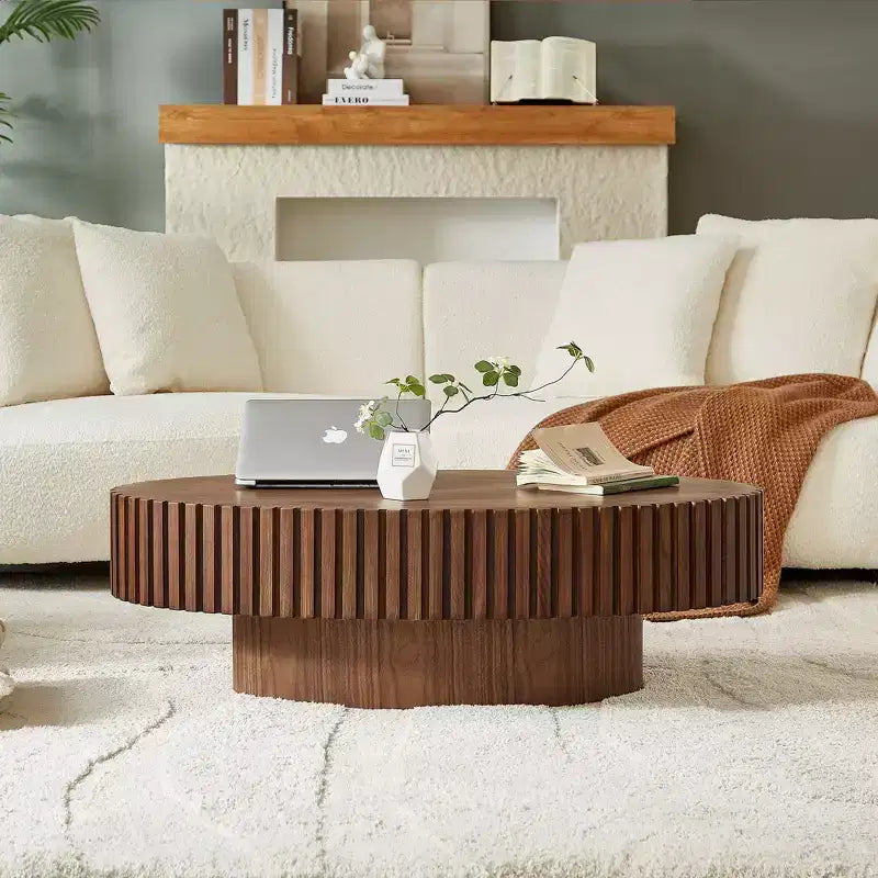 GDFStudio Gali Modern Handcraft Drum Coffee Table