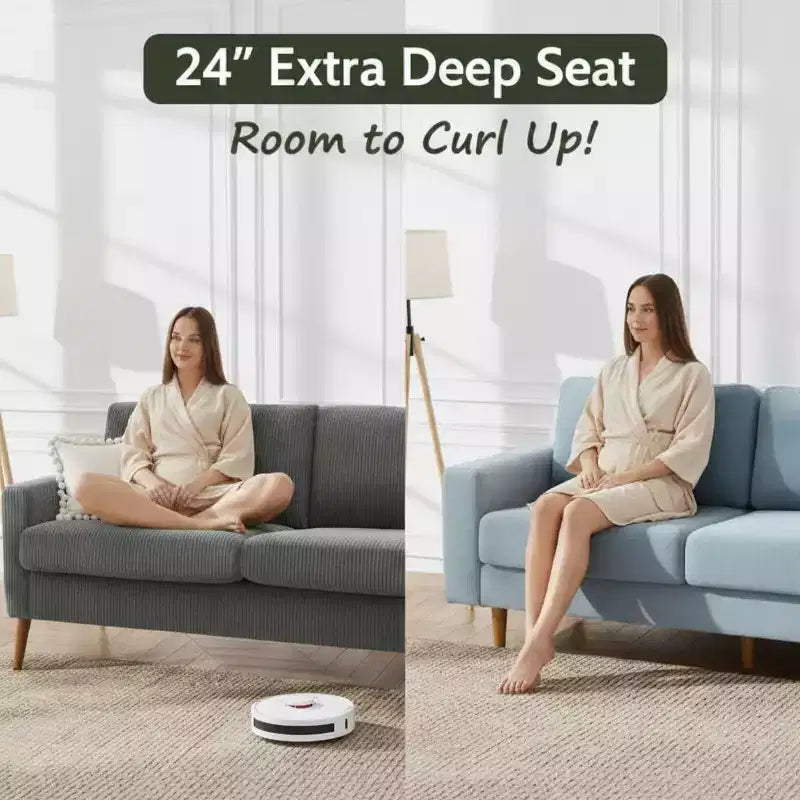 Mid Century Modern Loveseat, 68-inch 2-Seater Sofa with 24-inch Deep Seat, Solid Wood Frame, Tool-Free Assembly for Small Spaces