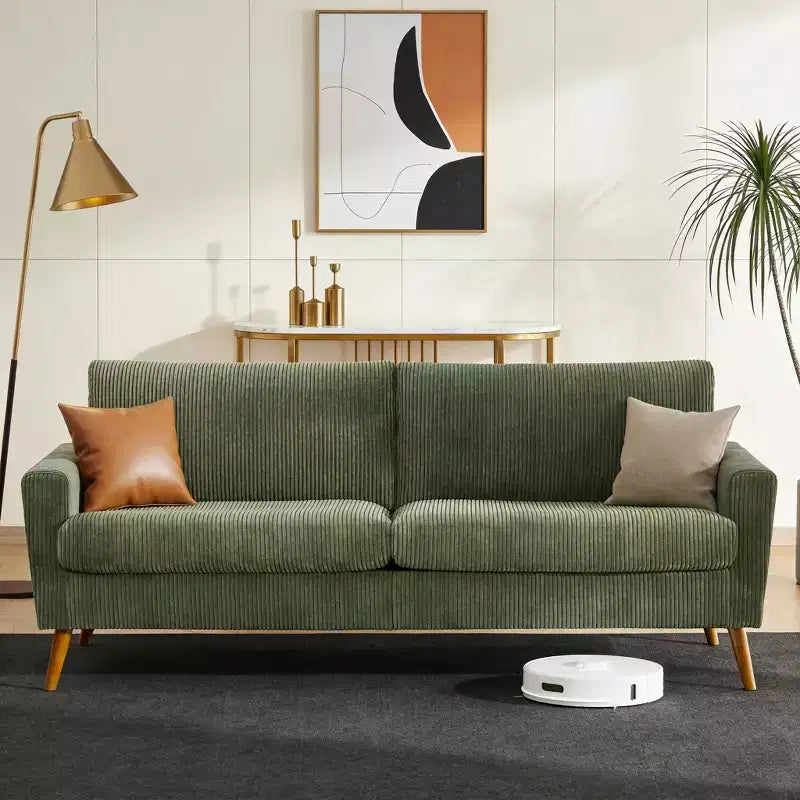 Mid Century Modern Loveseat, 68-inch 2-Seater Sofa with 24-inch Deep Seat, Solid Wood Frame, Tool-Free Assembly for Small Spaces