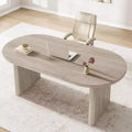 70.8 Inch Oval Dining Table for 6-8 People, Long Large Kitchen Table with Thick Sturdy Wooden Base, Farmhouse Dining Room Table for Kitchen