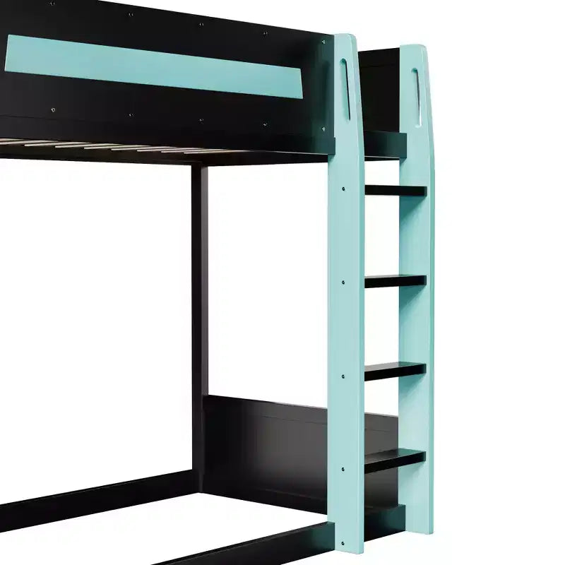 Twin/Full/Queen Gaming Bunk Bed with Built-In Desk, USB Port, LED Lights & Storage Shelves - ModernLuxe