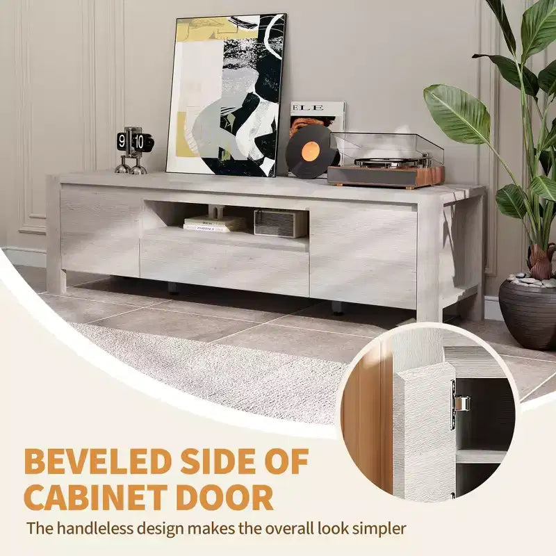 Rustic-style TV Cabinet Table with Sliding Doors and Adjustable Shelves, Living Room TV Cabinet, Console Table with Storage, Suitable for the Bedroom