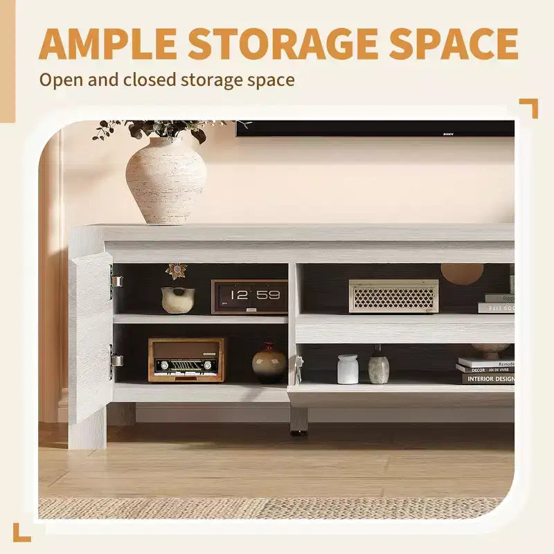 Rustic-style TV Cabinet Table with Sliding Doors and Adjustable Shelves, Living Room TV Cabinet, Console Table with Storage, Suitable for the Bedroom