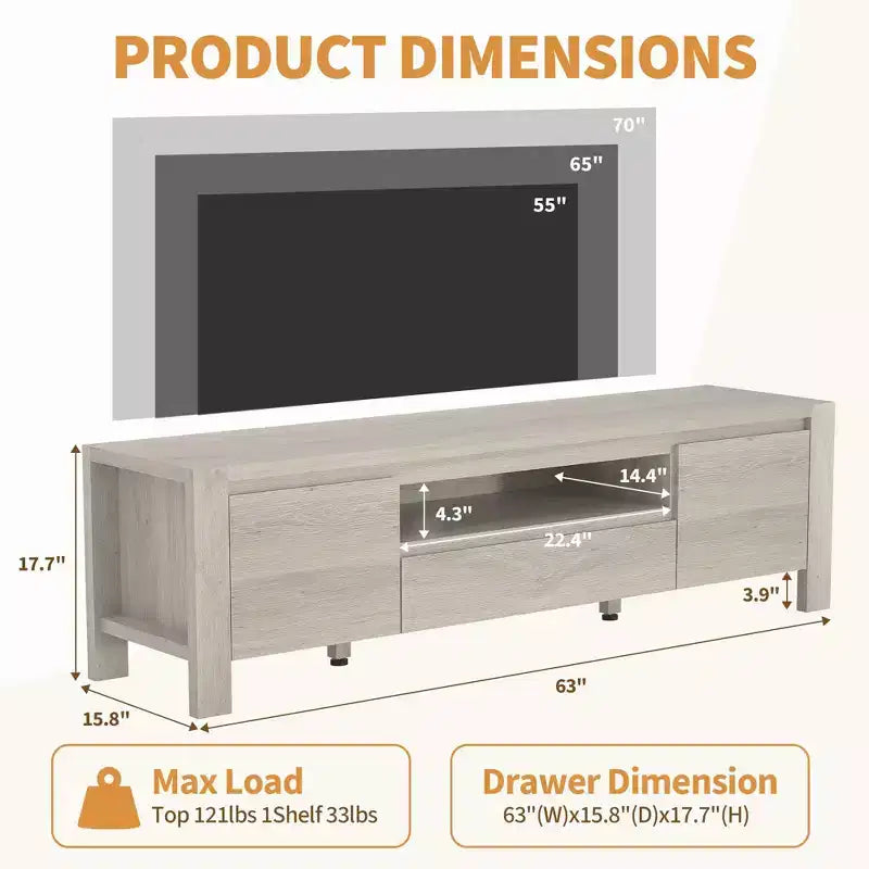 Rustic-style TV Cabinet Table with Sliding Doors and Adjustable Shelves, Living Room TV Cabinet, Console Table with Storage, Suitable for the Bedroom
