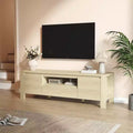 Rustic-style TV Cabinet Table with Sliding Doors and Adjustable Shelves, Living Room TV Cabinet, Console Table with Storage, Suitable for the Bedroom
