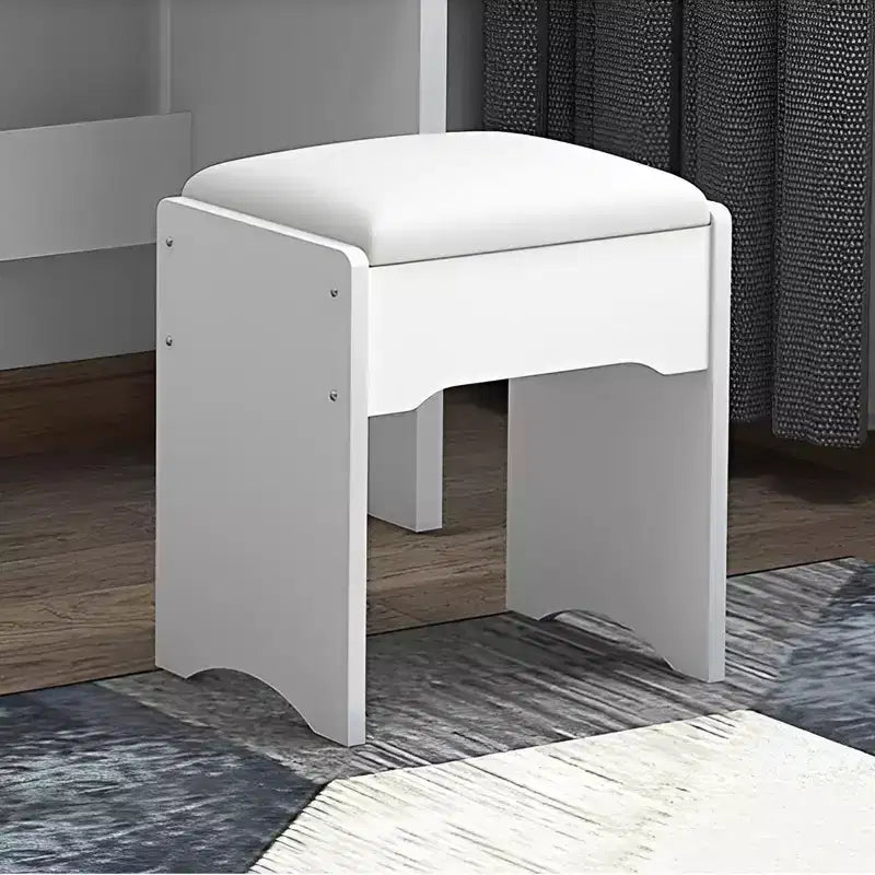 Furniliving Vanity Desk with Mirror & Makeup Stool, Table Set with 3 Color Lighting Brightness Adjustable, 4 Drawers