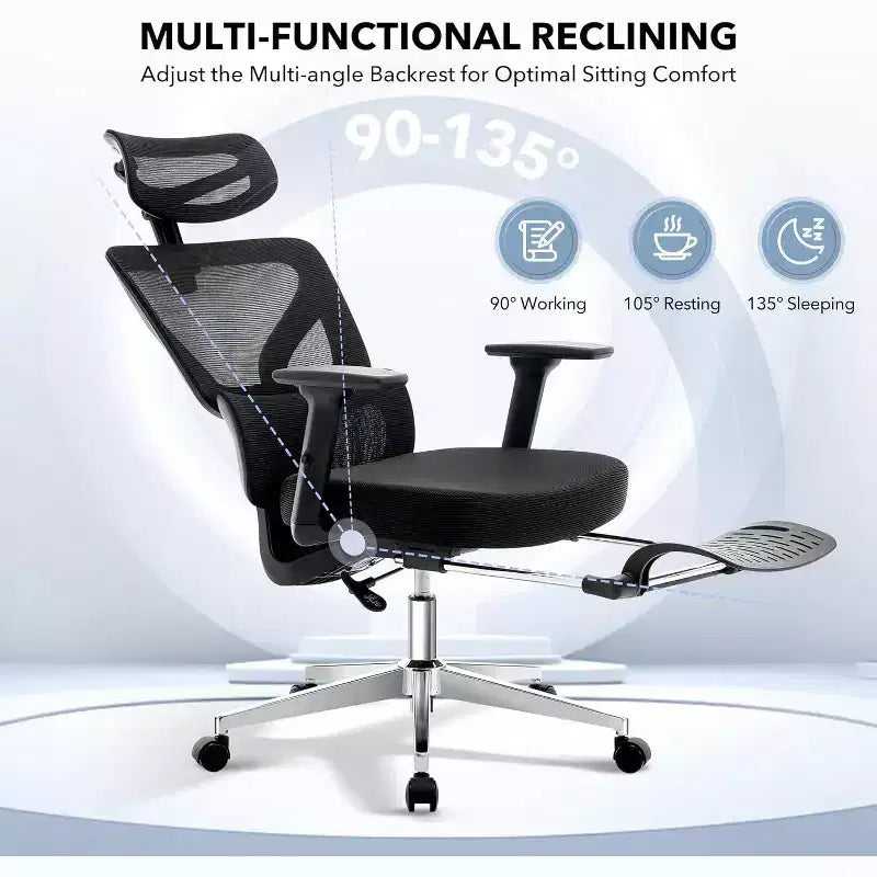 Acekool Ergonomic Office Chair with 3D Lumbar, Adjustable Armrest, Mesh, for Home Office