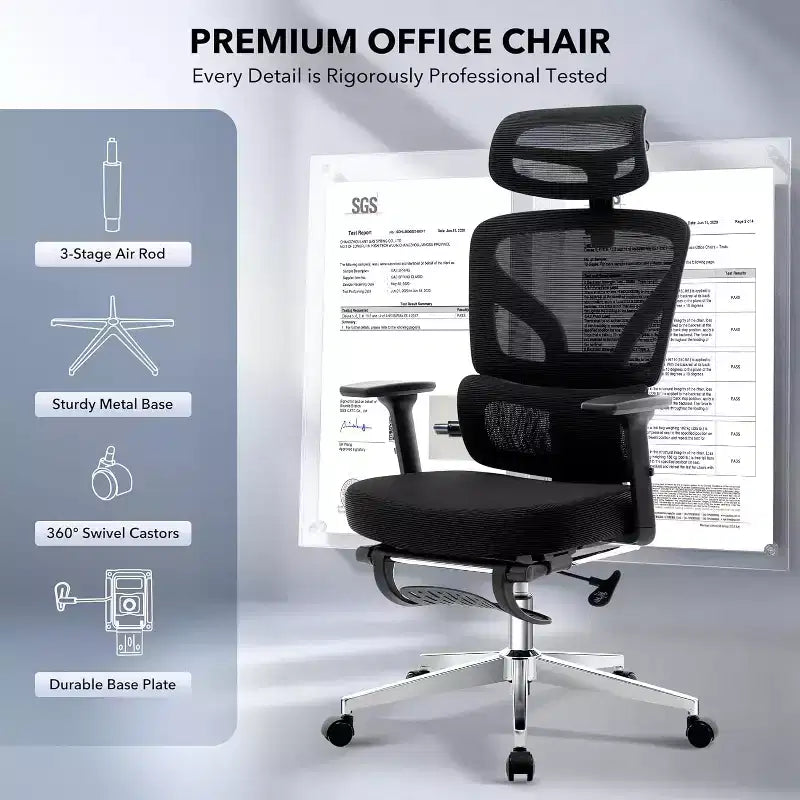 Acekool Ergonomic Office Chair with 3D Lumbar, Adjustable Armrest, Mesh, for Home Office