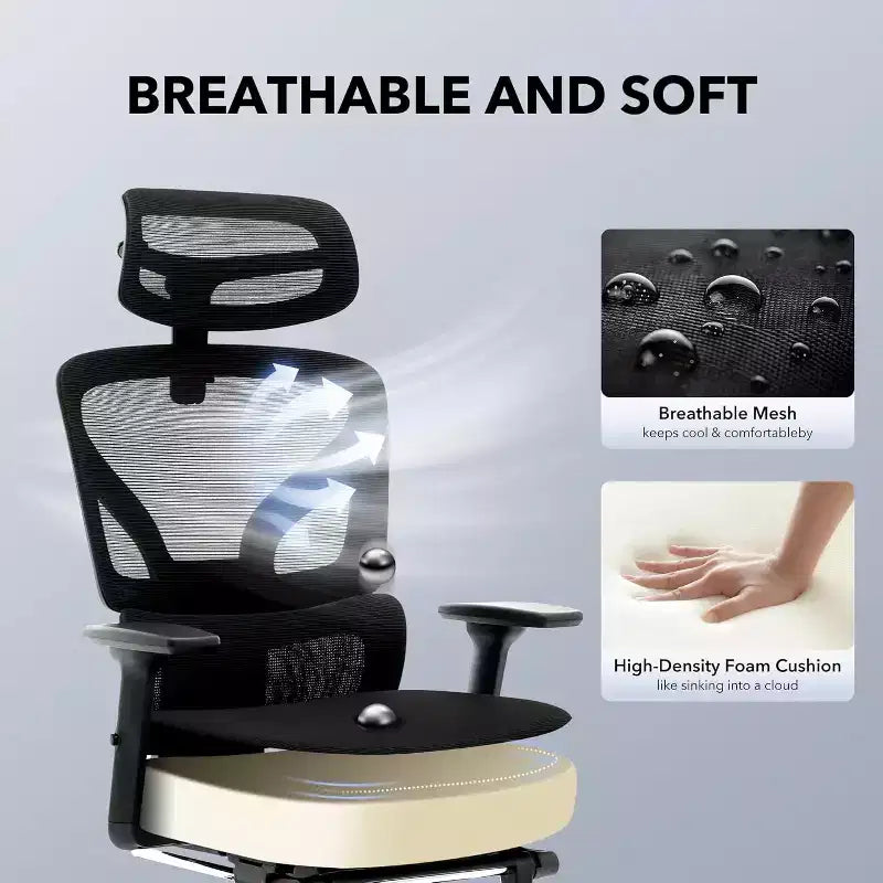 Acekool Ergonomic Office Chair with 3D Lumbar, Adjustable Armrest, Mesh, for Home Office