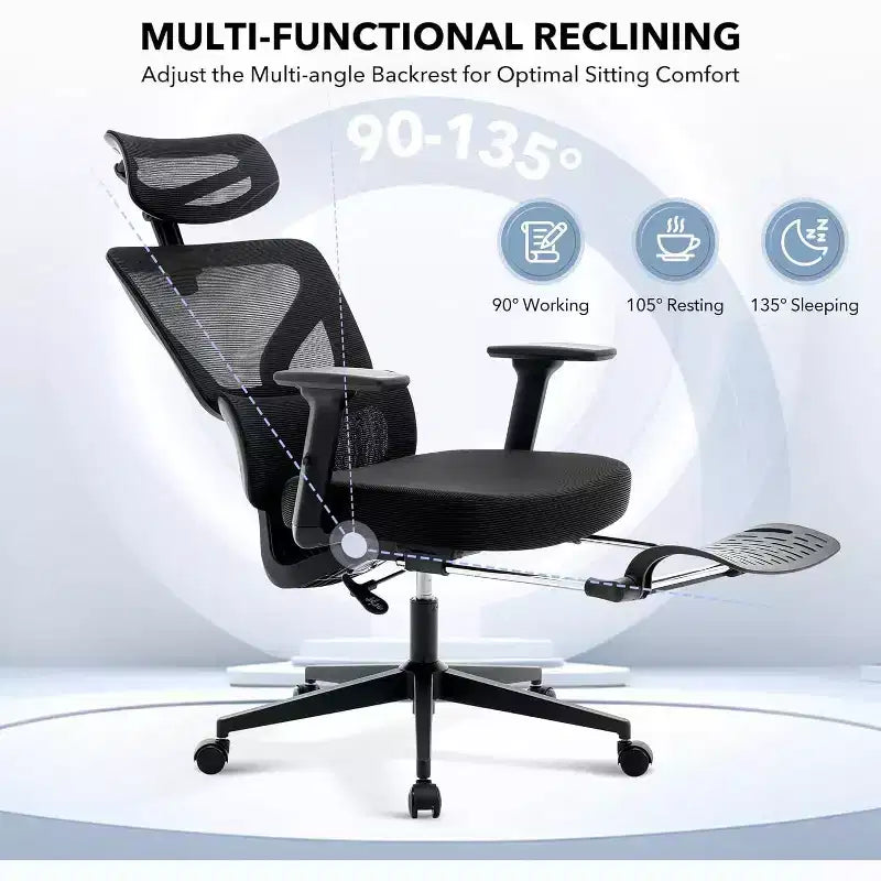 Acekool Ergonomic Office Chair with 3D Lumbar, Adjustable Armrest, Mesh, for Home Office