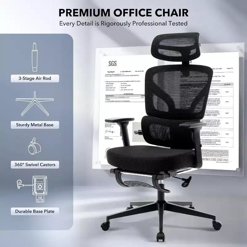 Acekool Ergonomic Office Chair with 3D Lumbar, Adjustable Armrest, Mesh, for Home Office