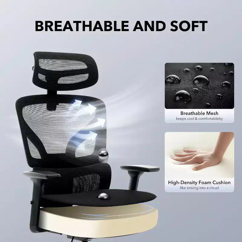 Acekool Ergonomic Office Chair with 3D Lumbar, Adjustable Armrest, Mesh, for Home Office