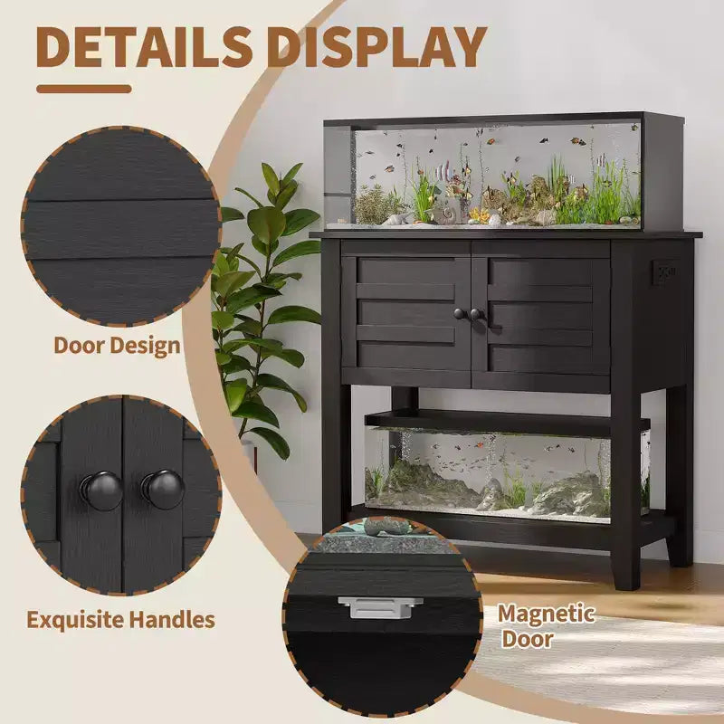 COZONY 20 to 29 Gallon Aquarium Stand with Power Outlet, Heavy Duty Fish Tank Cabinet with Storage Doors