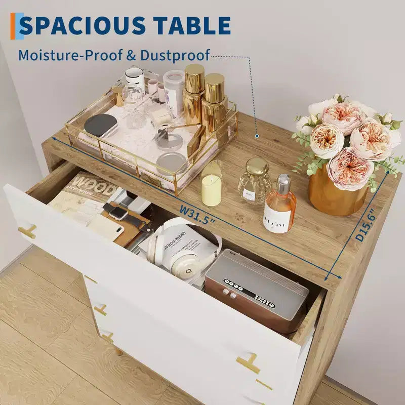 Farmhouse 5 Drawers Dresser for Bedroom, 44 in Tall Dresser Wood Rustic Chest of Drawers with Large Drawers & Bar Handles for Living Room