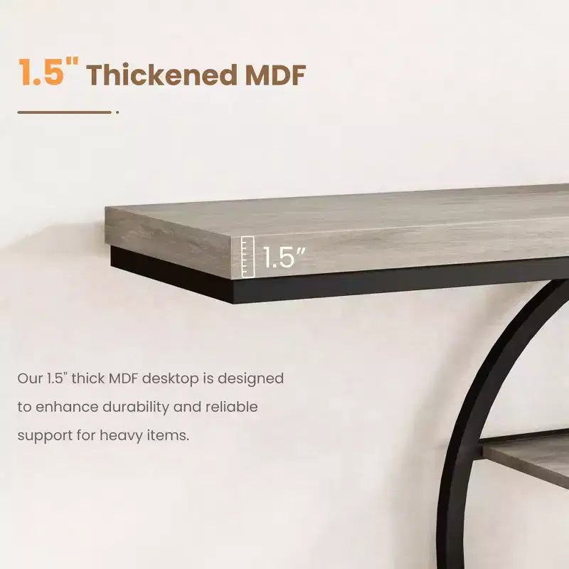 55 Entryway Console Table, Industrial Narrow Long Sofa Table with O-Shaped Metal Frame, Behind Couch Table for Living Room Hallway Entrance