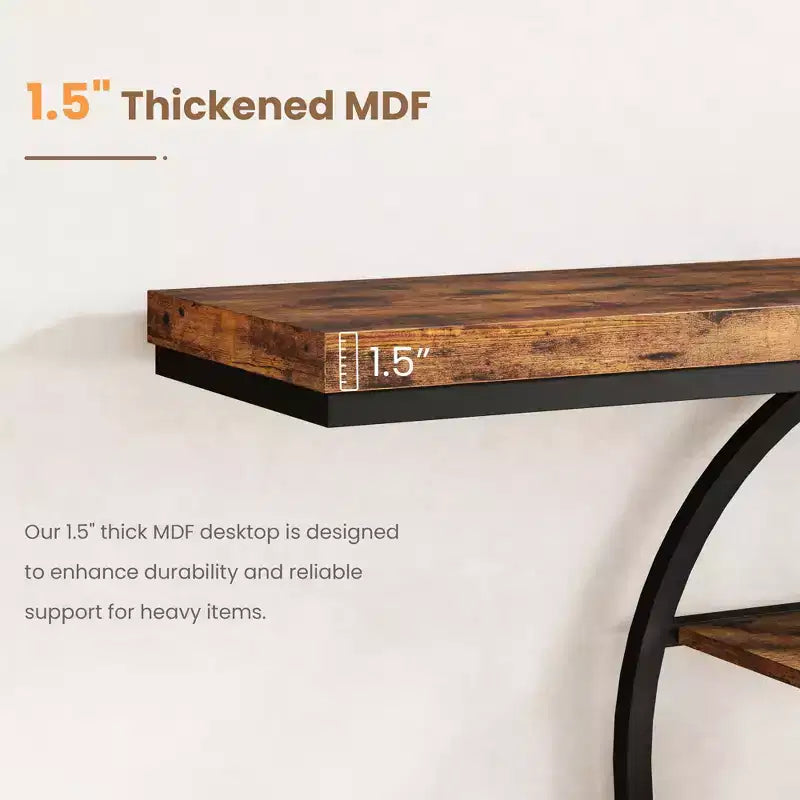 55 Entryway Console Table, Industrial Narrow Long Sofa Table with O-Shaped Metal Frame, Behind Couch Table for Living Room Hallway Entrance