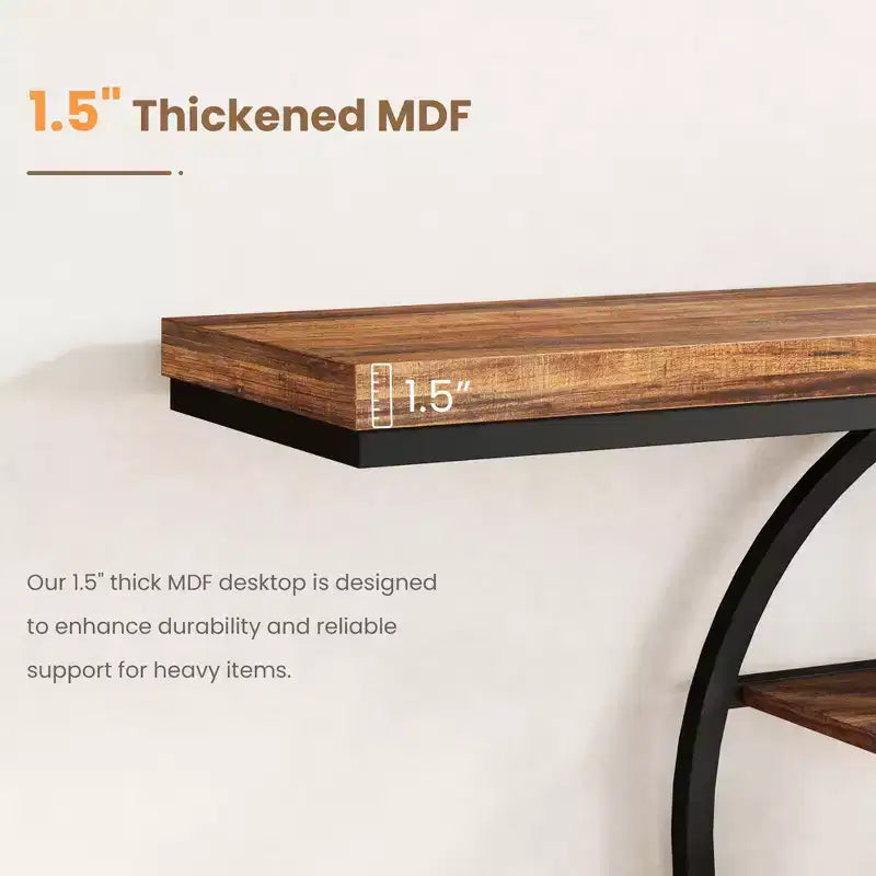 55 Entryway Console Table, Industrial Narrow Long Sofa Table with O-Shaped Metal Frame, Behind Couch Table for Living Room Hallway Entrance